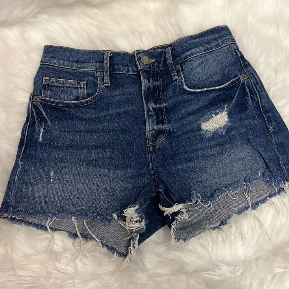 Frame Denim Cut Off Shorts Dark Wash‎ High Rise Le Bridgette shorts